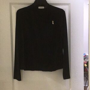Calvin Klein Black Mixed Media Long Sleeve Zip Blouse/Jacket Size L